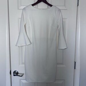Enfocus Studio White Bell-Sleeve Sheath Dress